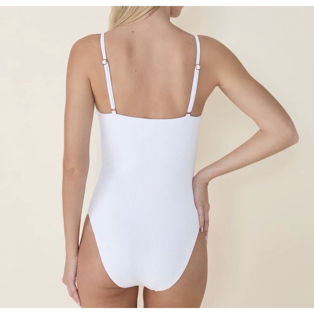 NWT Andie Swim The Amalfi One Piece Swimsuit White Eco Ribbed Women's Size Small - Picture 2 of 9